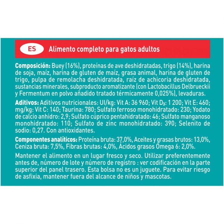 Ingredientes pienso Purina One Gatos Esterilizados rico en Buey y Trigo