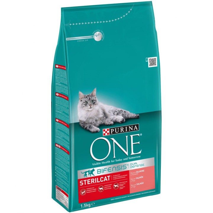 Pienso para gatos Purina One Bifensis Esterilizados rico en Salmón y Trigo