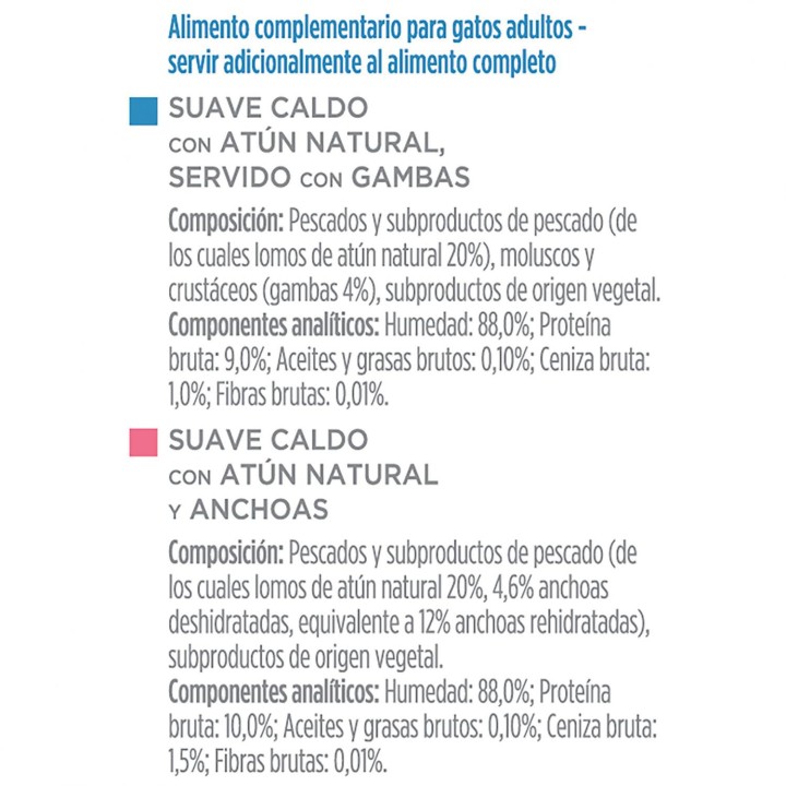 PURINA GOURMET Crystal Soup atún natural servido con gambas y atún natural y anchoas