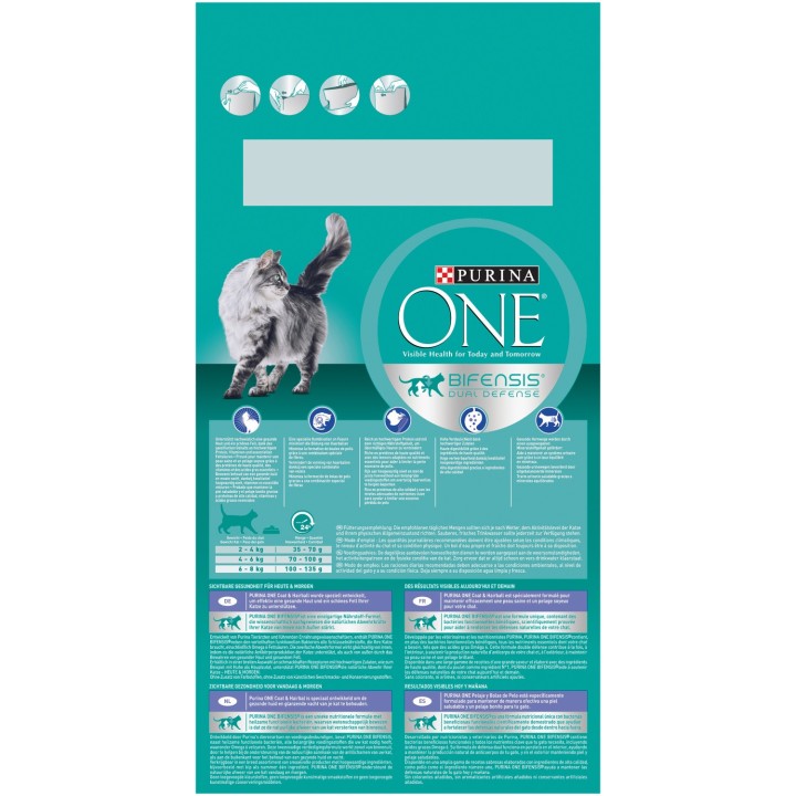 PURINA ONE Bifensis Pelaje y Bolas de Pelo rico en Pollo y Cereales