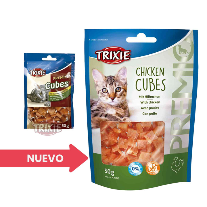 Premio Cubes, pollo, snacks para gato - Kompymascotas
