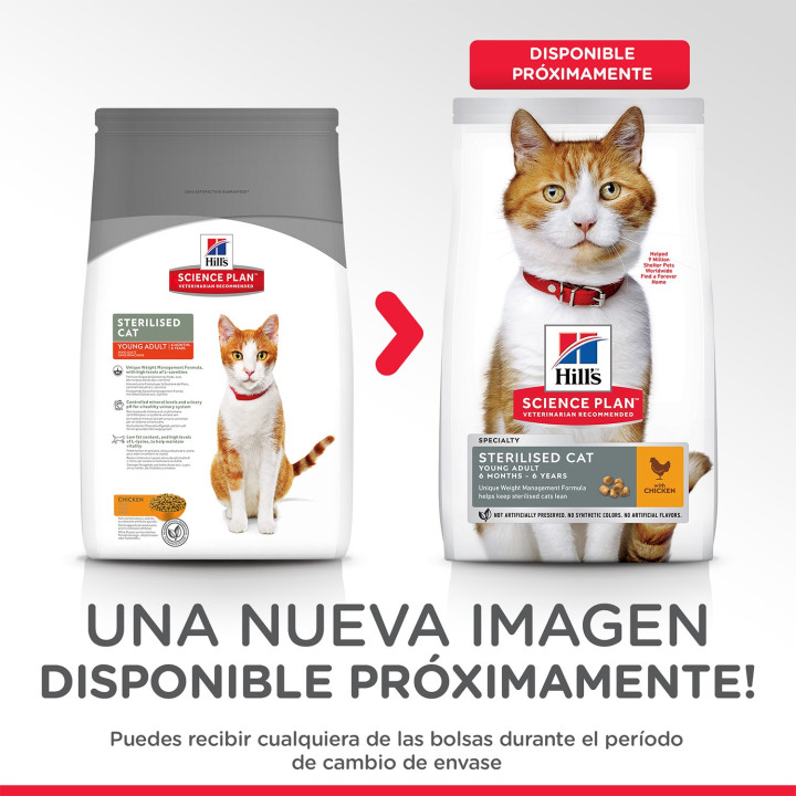 Hill's Science Plan Feline Young Adult Sterilized Cat, pienso para gatos - Kompymascotas