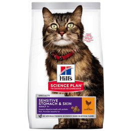 Hill's Science Plan Feline Adult Sensitive Stomach & Skin Pollo, Pienso para gatos - Kompymascotas