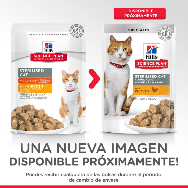 comida húmeda Hill's Science Plan Feline Young Adult Sterilized Cat  (Bolsita) - Kompymascotas