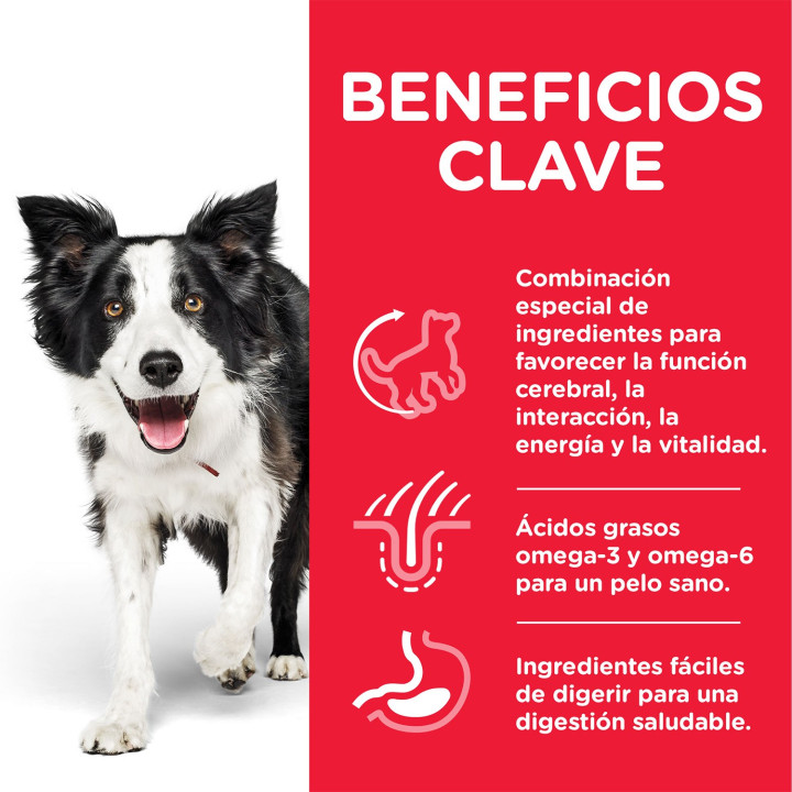 Hill's  7+  Youthful Vitality Medium Breed con Pollo y Arroz, Pienso para perros - Kompymascotas