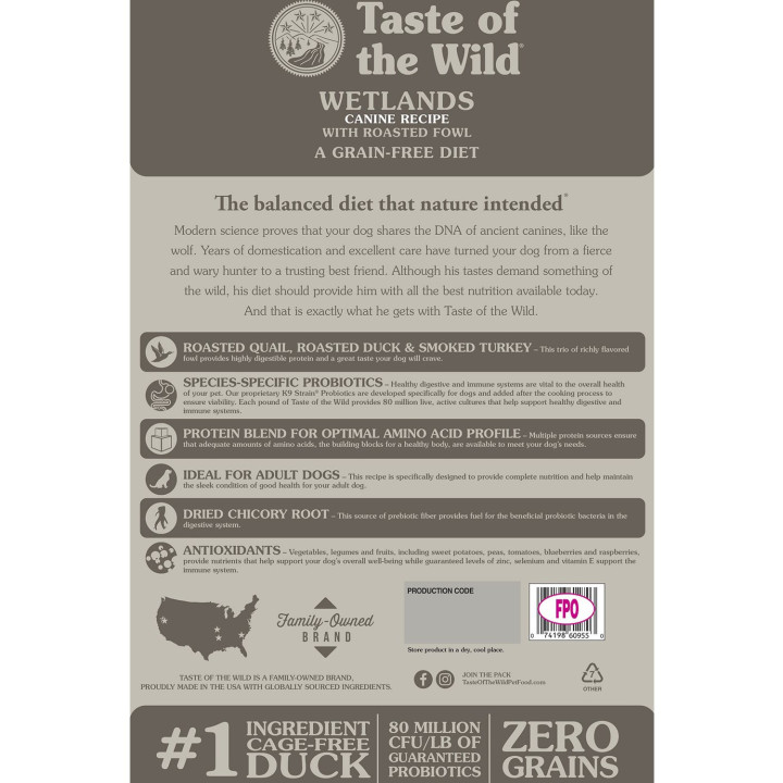 Taste of the Wild Wetlands, pienso natural sin cereales - Kompymascotas