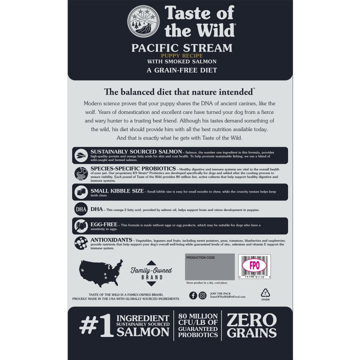 Taste of the Wild Pacific Stream Puppy, pienso natural para cachorros - Kompymascotas