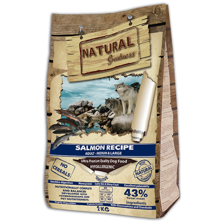 Delicioso sabor a salmón y patata.