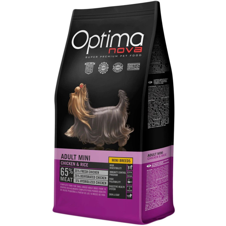 Optima Nova Adult Mini Chicken & Rice, Pienso para perros - Kompymascotas