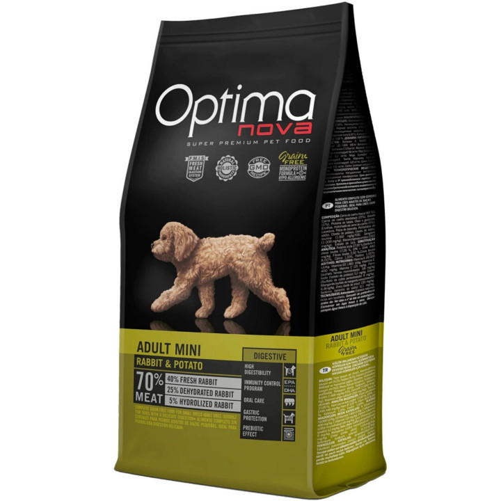 Optima Nova Adult Mini Rabbit & Potato, Pienso natural para perros - Kompymascotas