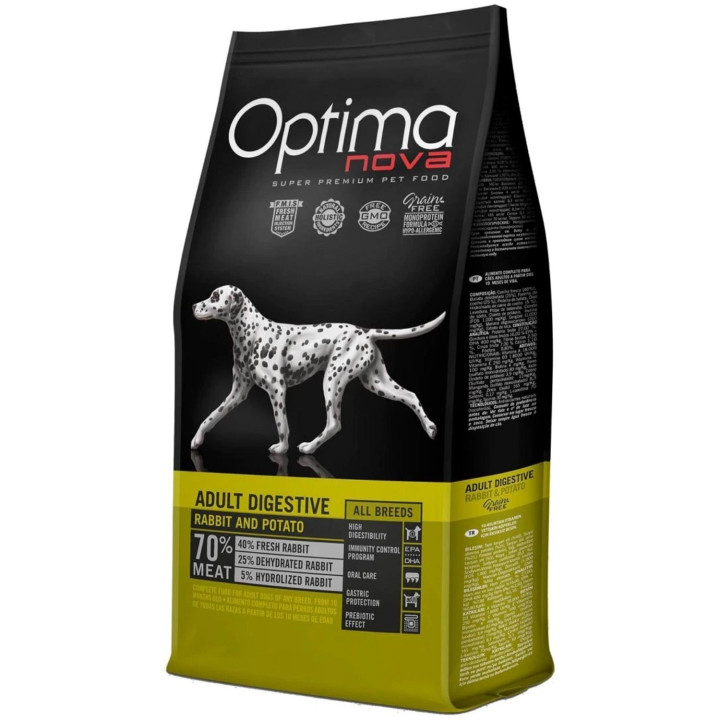 Optima Nova Adult Digestive Rabbit & Potato, Pienso para perros - Kompymascotas