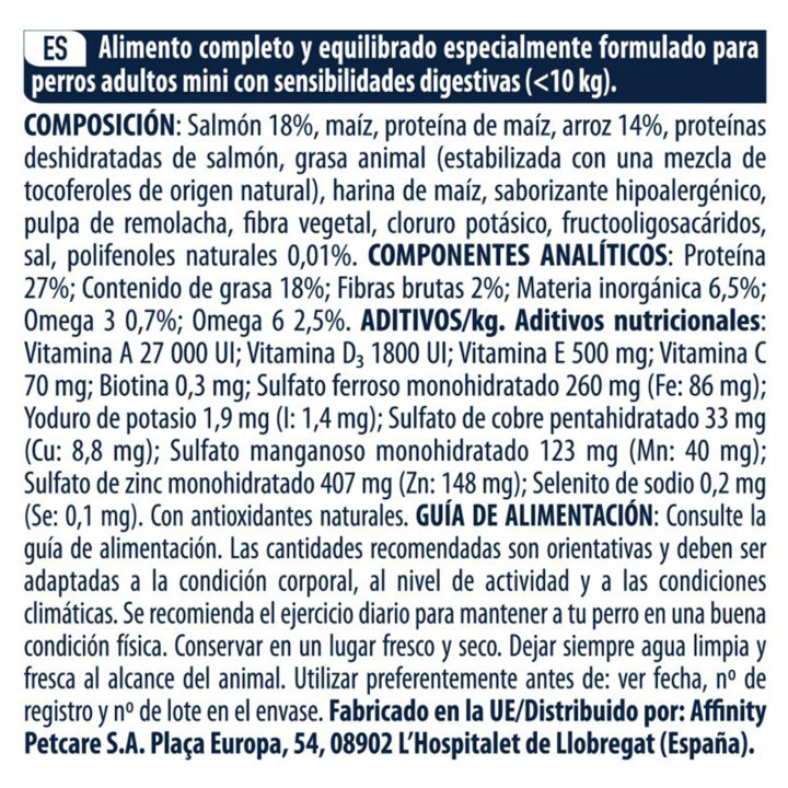 Advance Mini Sensitive con salmón y arroz Pienso para perros - Kompymascotas