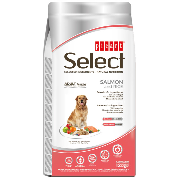 Picart Select Sensitive Salmón & Arros, pienso para perros - Kompymascotas