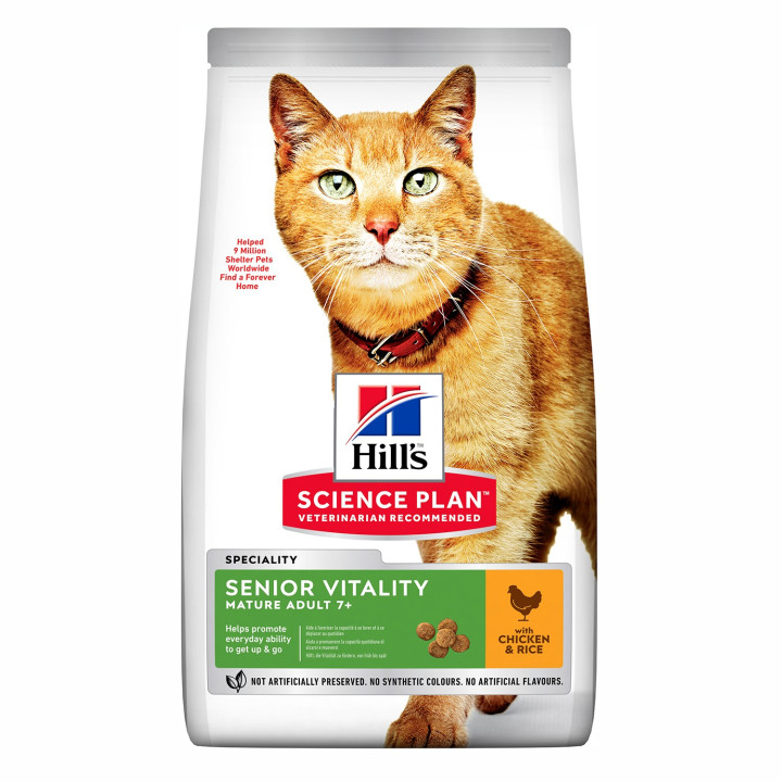 Hill's  Adult 7+  Youthful Vitality con Pollo y Arroz, Pienso para gatos - Kompymascotas