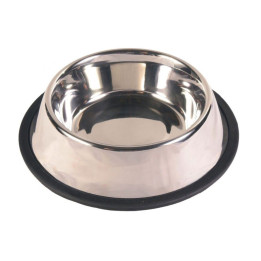 Comedero acero Inoxidable con anillo caucho, antideslizante para perro - Kompymascotas