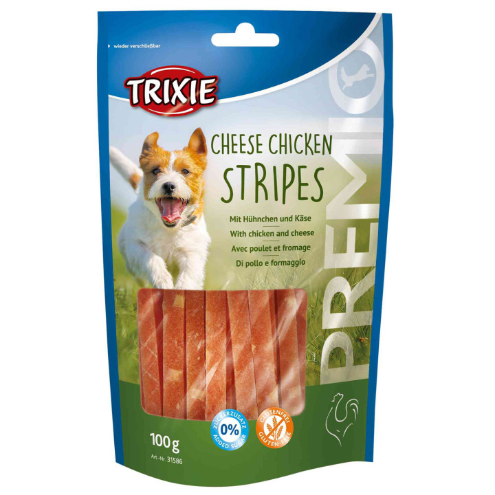 Premio en Tiras de Pollo y Queso, Snack para perros - Kompymascotas