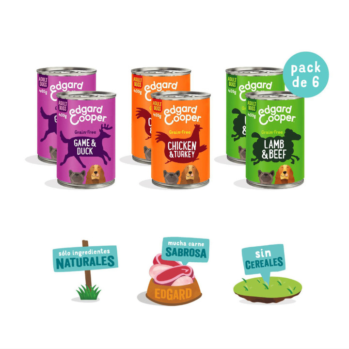 Edgard & Cooper Multipack 6x400g de Comida Húmeda 