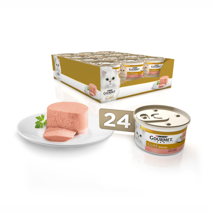 Purina Gourmet Gold Mousse Salmón comida húmeda para gatos - Kompymascotas