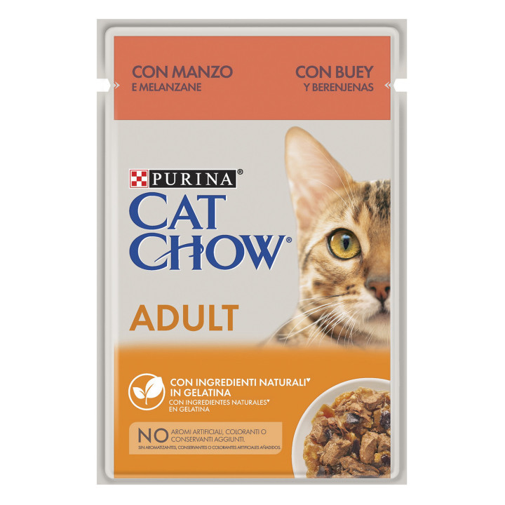 Purina Cat Chow Adulto con Buey, Comida húmeda para gatos - Kompymascotas