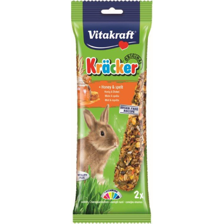 Alimento en barritas para conejos Vitakraft Kracker Miel - Kompymascotas