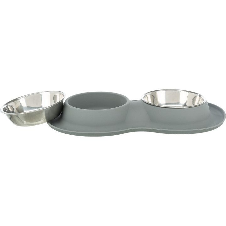 Set Comederos silicona/acero inoxidable