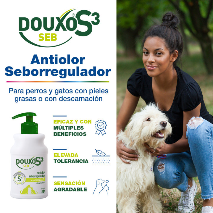 DOUXO S3 SEB Champú antiolor y Seborregulador para perros y gatos