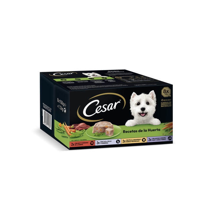 Cesar Comida Húmeda para Perros Recetas de la huerta en Paté y Gelatina Multipack