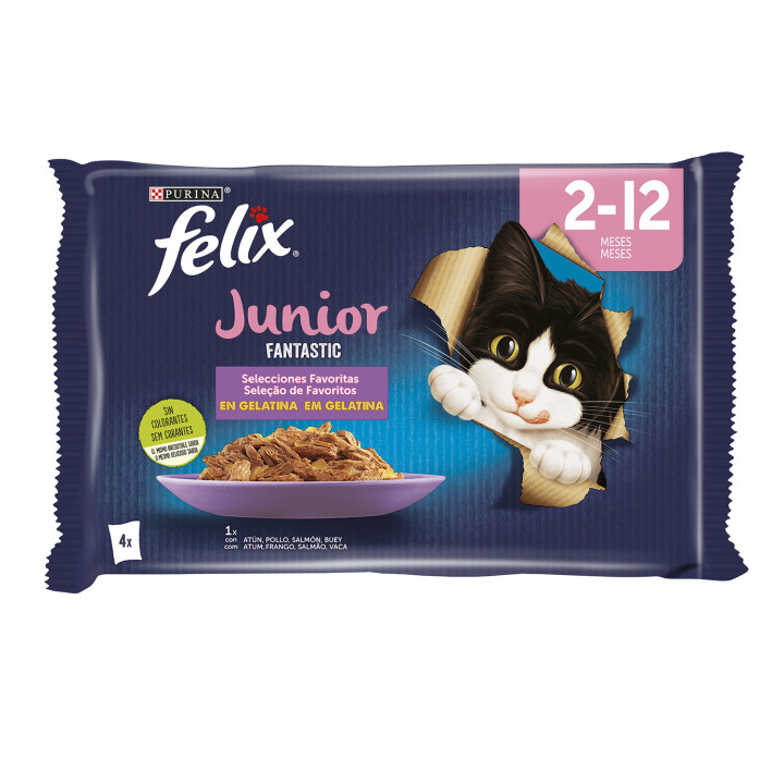 Purina Felix Fantastic Junior Grill en Gelatina, Comida húmeda para gatos - Kompymascotas