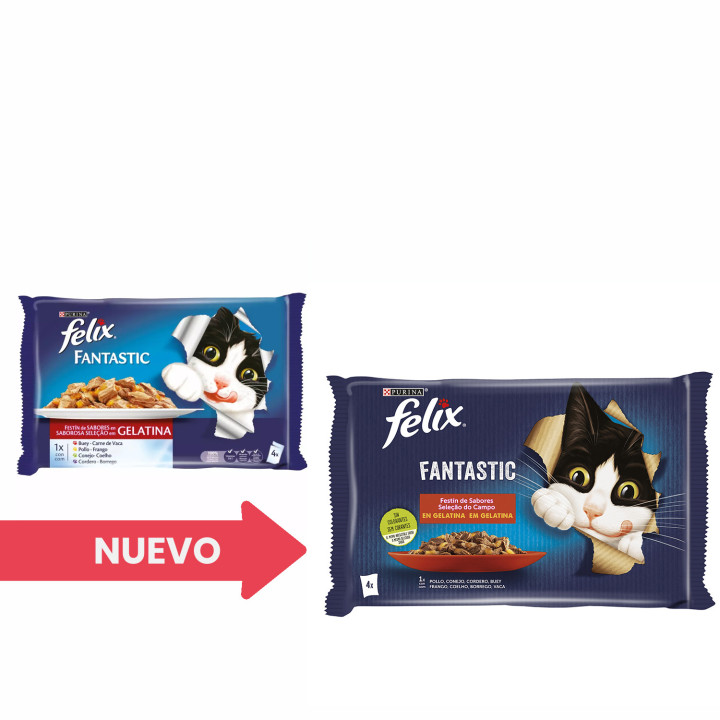 Purina Felix Festín de Carnes en Gelatina, comida húmeda para gatos - Kompymascotas