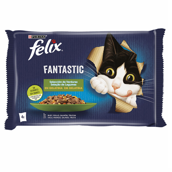 Purina Felix Selección de Verduras, comida húmeda para gatos - Kompymascotas