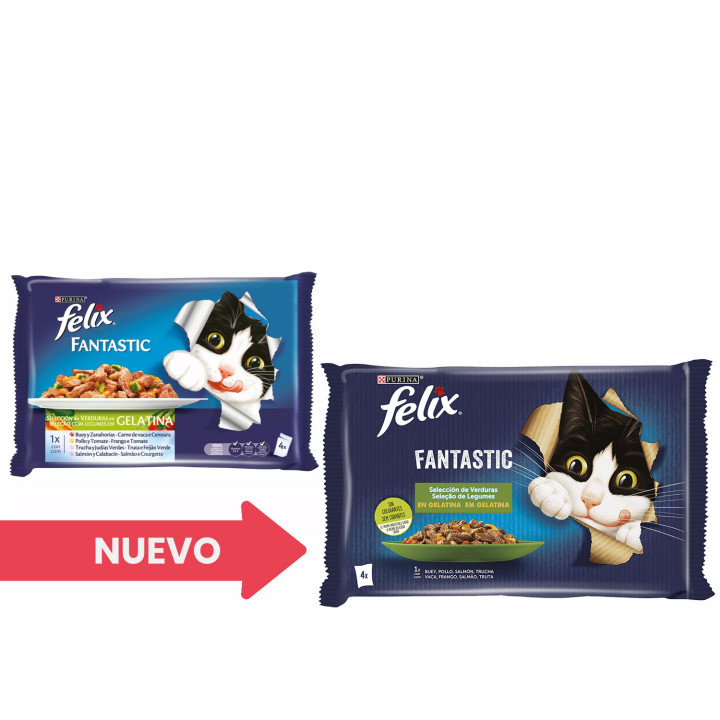 Purina Felix Selección de Verduras, comida húmeda para gatos - Kompymascotas