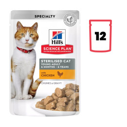 comida húmeda Hill's Science Plan Feline Young Adult Sterilized Cat  (Bolsita) - Kompymascotas