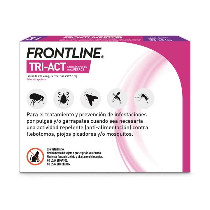 Antiparasitario Frontline Tri-act, Pipetas para perros - Kompymascotas