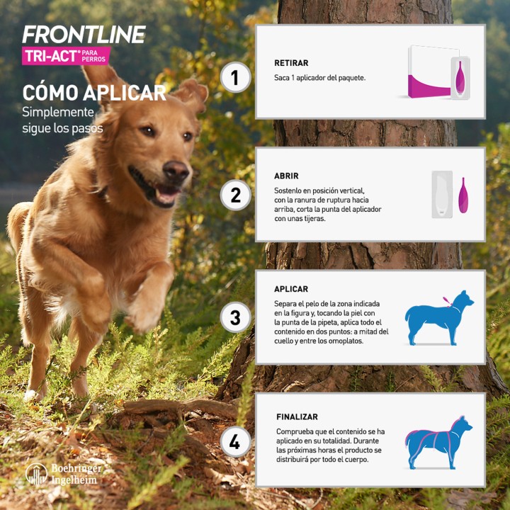 Antiparasitario Frontline Tri-act, Pipetas para perros - Kompymascotas