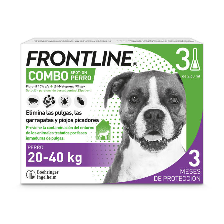 Frontline Combo Spot 20-40 kg, Pipetas para perros - Kompymascotas