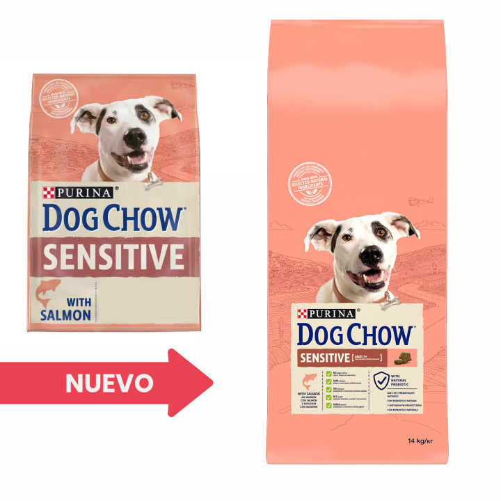 Dog Chow Sensitive Salmón y Arroz, pienso para perros - Kompymascotas