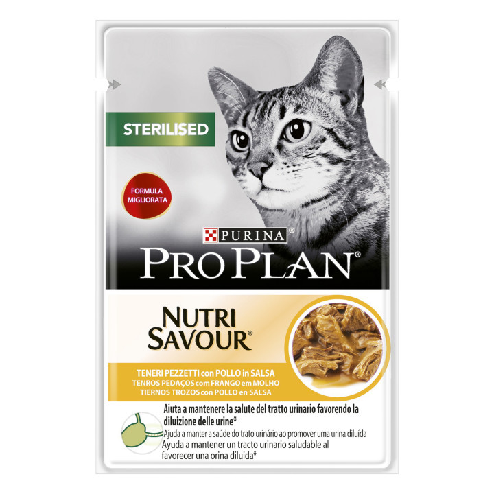 Purina Pro Plan Sterilised Gato Pollo (Salsa), Comida Húmeda para gatos - Kompymascotas