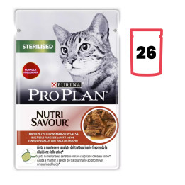 Comida húmeda Purina Pro Plan Sterilised Gato Buey (Salsa) para gatos - Kompymascotas