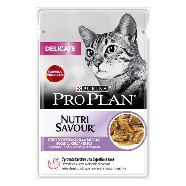 Comida húmeda Purina Pro Plan Delicate Gato Pavo (Salsa) para gatos - Kompymascotas
