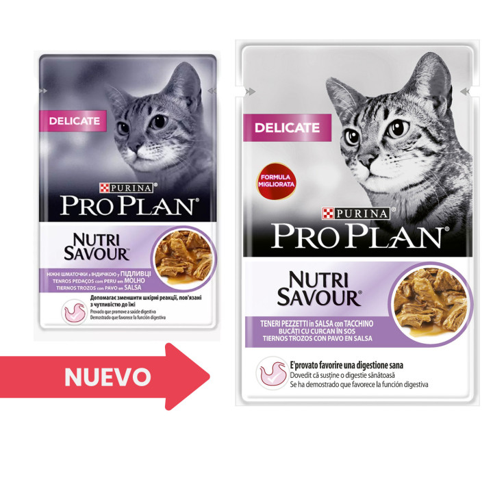 Comida húmeda Purina Pro Plan Delicate Gato Pavo (Salsa) para gatos - Kompymascotas