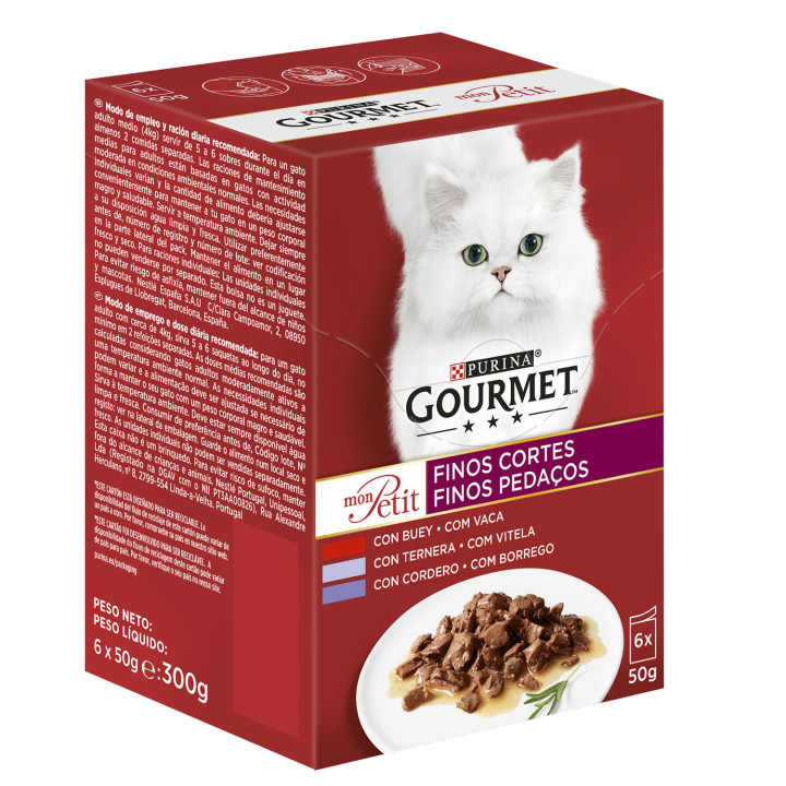 PURINA GOURMET Mon Petit Carnes, Comida húmeda para gatos - Kompymascotas