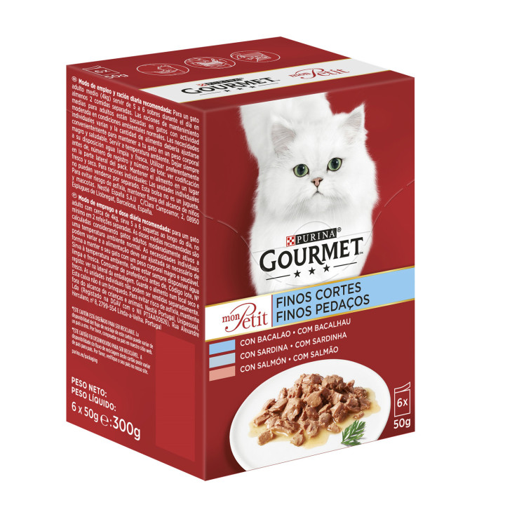 PURINA GOURMET Mon Petit Pescados, Comida húmeda para gatos - Kompymascotas