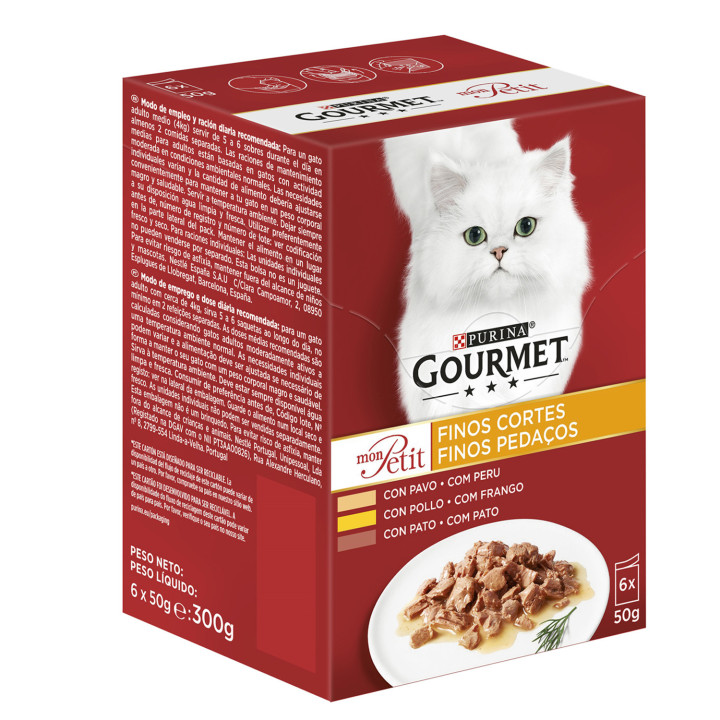 PURINA GOURMET Mon Petit Aves, Comida húmeda para gatos - Kompymascotas