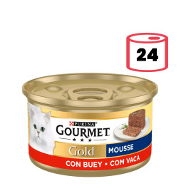 Purina Gourmet Gold Mousse Buey, comida húmeda para gatos - Kompymascotas