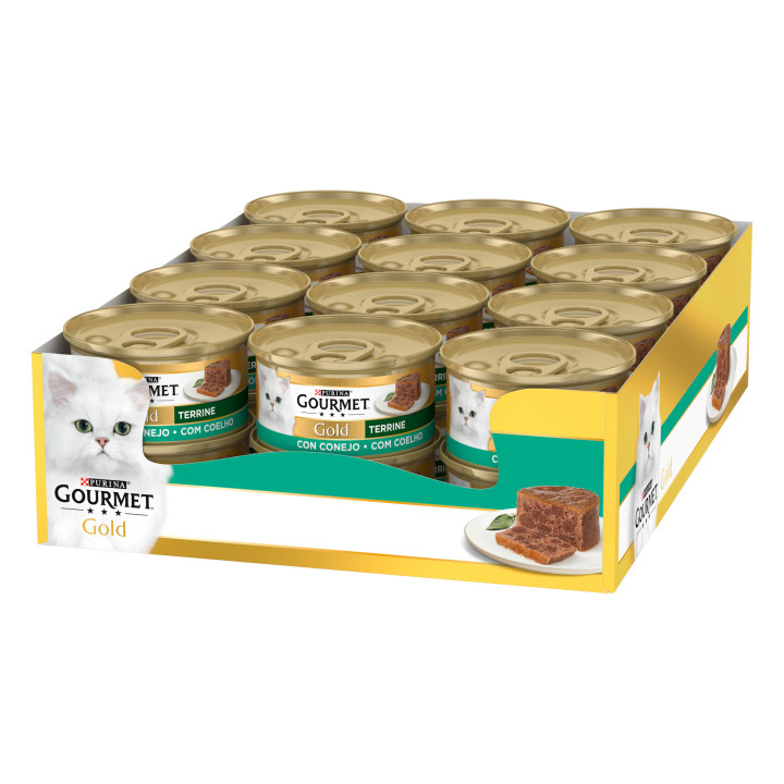 Purina Gourmet Gold Tarrine con Conejo, comida húmeda para gatos - Kompymascotas
