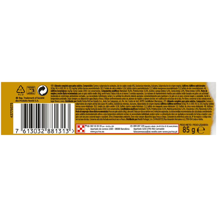 Purina Gourmet Gold Tarrine con Conejo, comida húmeda para gatos - Kompymascotas
