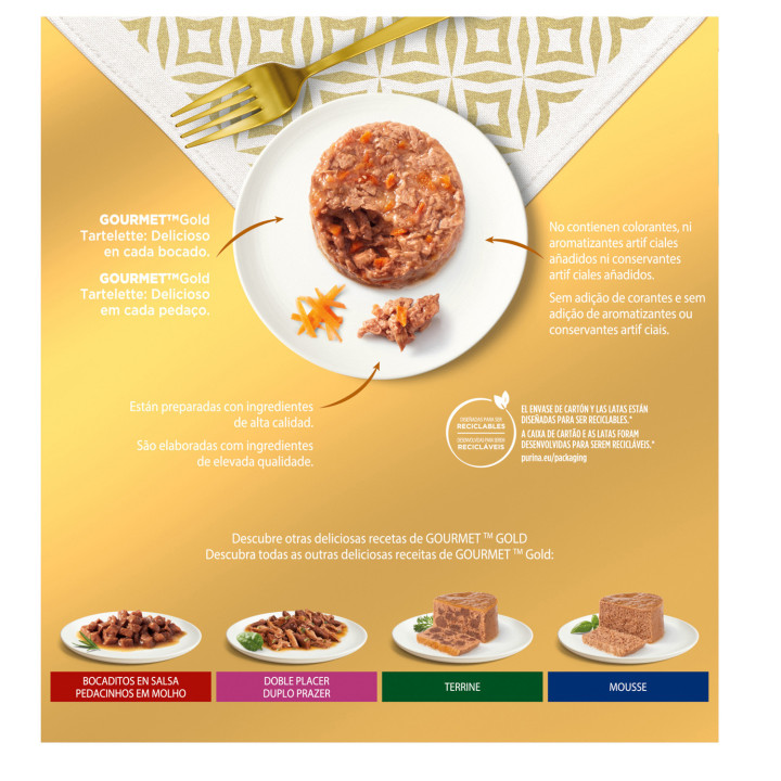 PURINA GOURMET Gold Tartelette, alimento húmedo para gatos - Kompymascotas