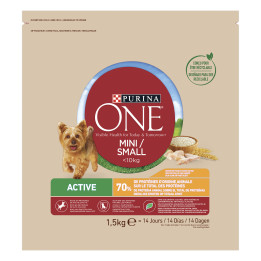 Purina One Mini Active Pollo y Arroz, Pienso y Comida Húmeda - Kompymascotas