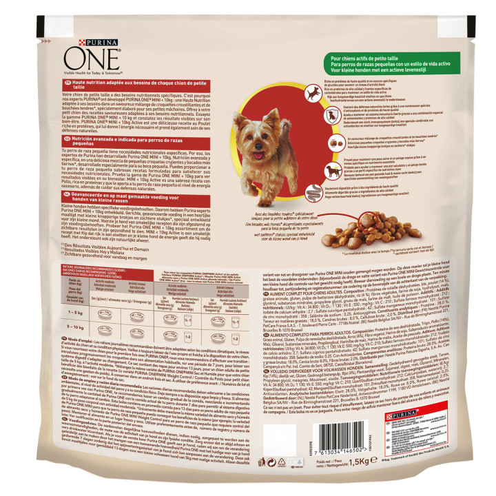 Purina One Mini Active Pollo y Arroz, Pienso y Comida Húmeda - Kompymascotas