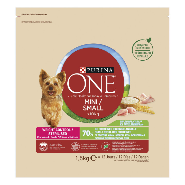 Purina One Mini Weight Control Pavo y Arroz , Pienso para perros - Kompymascotas